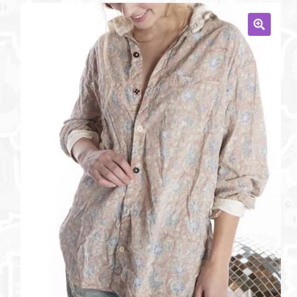 NWT Magnolia Pearl Floraison Boyfriend Blouse
